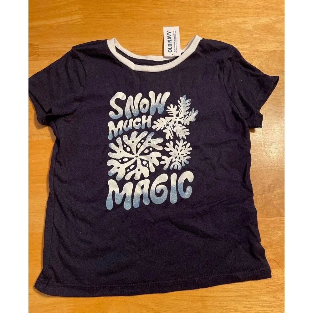 Old Navy Girls short sleeve tshirt Snow Much Magic 10/12 NWT